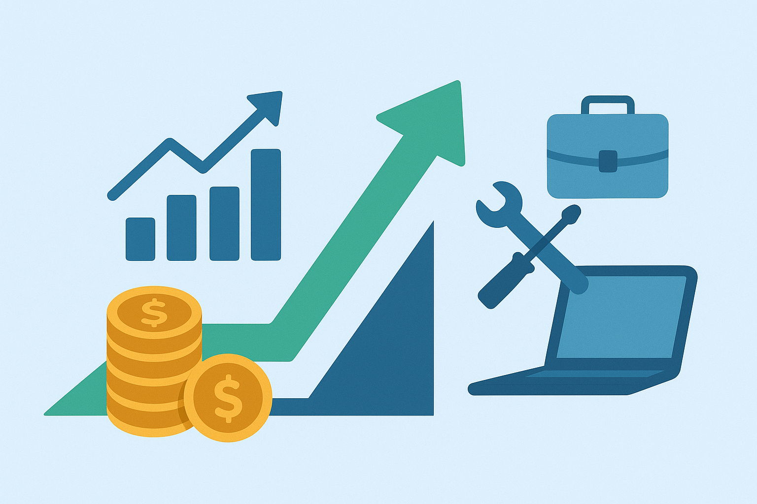 Gráficos de investimentos e renda extra indicando crescimento financeiro.